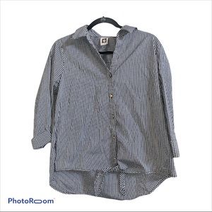 Anne Klein Black Plaid Top Size Medium